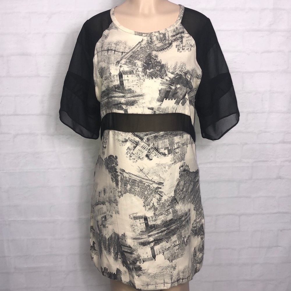 Lez a Lez Toile Ivory & Black Shift Dress